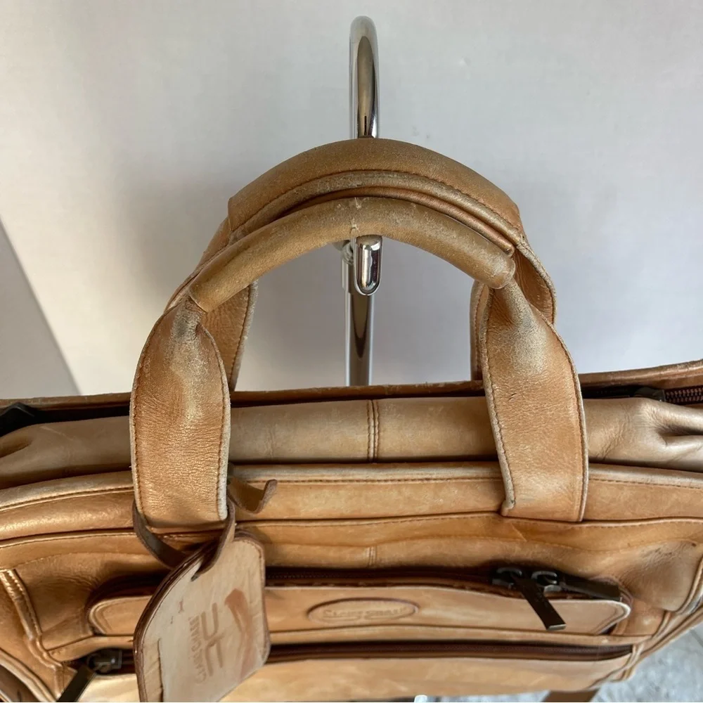 CLAIRE CHASE Genuine Leather Brown Briefcase Tan Leather Men's Bag